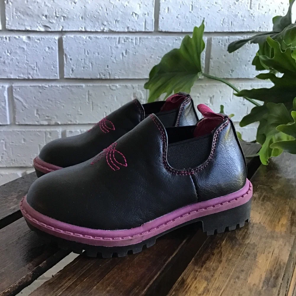 Western Chief Black Pink Toddler Rameos Low Ankle Boots Booties